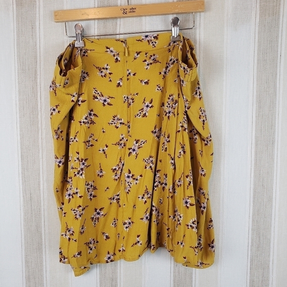 City Chic Floral Mini Skirt Mustard Yellow‎ Size M/18 - Picture 8 of 8